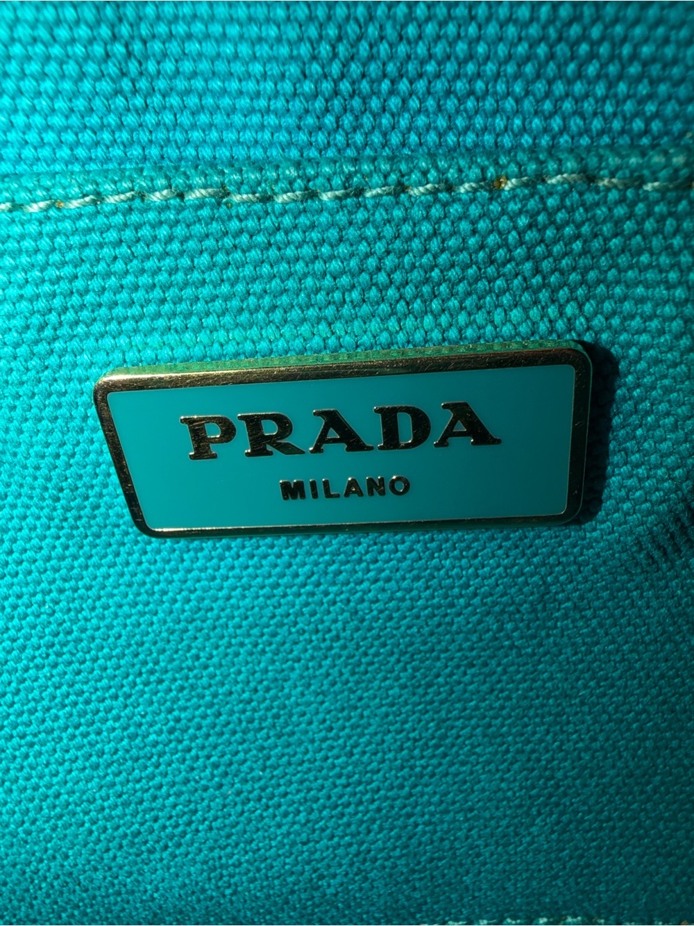 PRADA Canapa Mini Canvas Logo Tote Bag Light Blue/Turquoise - Picture 11 of 13